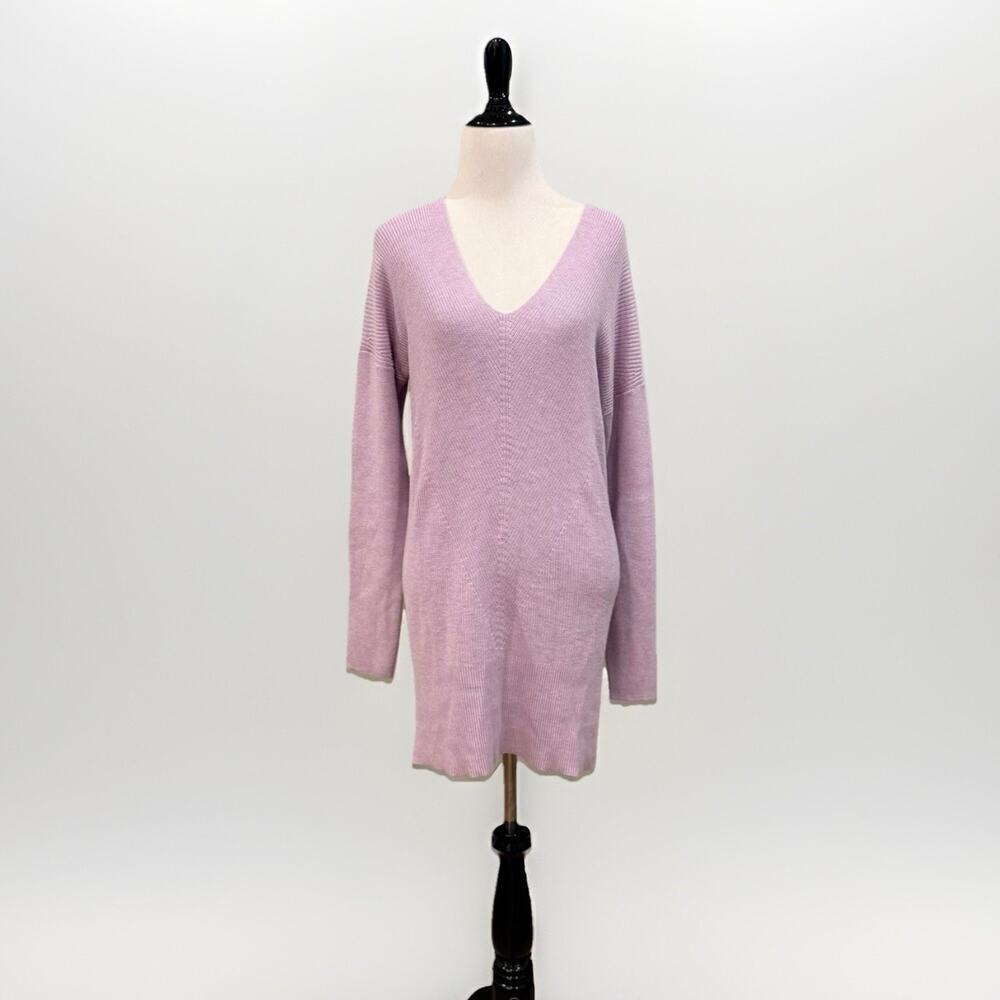 White House Black Market Sweater Women’s Size Medium Purple Ribbed Tunic NEW NWT
